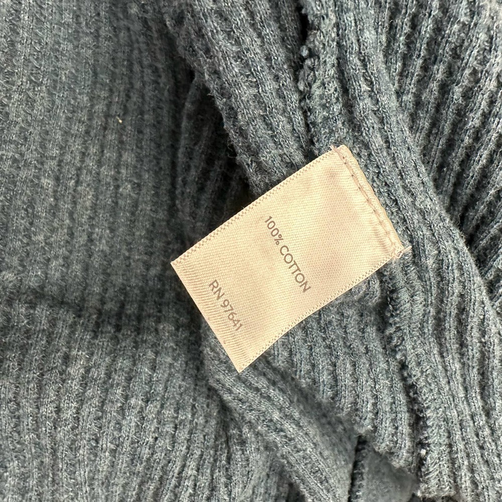 J Jill Oversize Waffle Knit Pullover Top Womens Size L Blue V Back Long‎ Sleeve - Picture 4 of 5